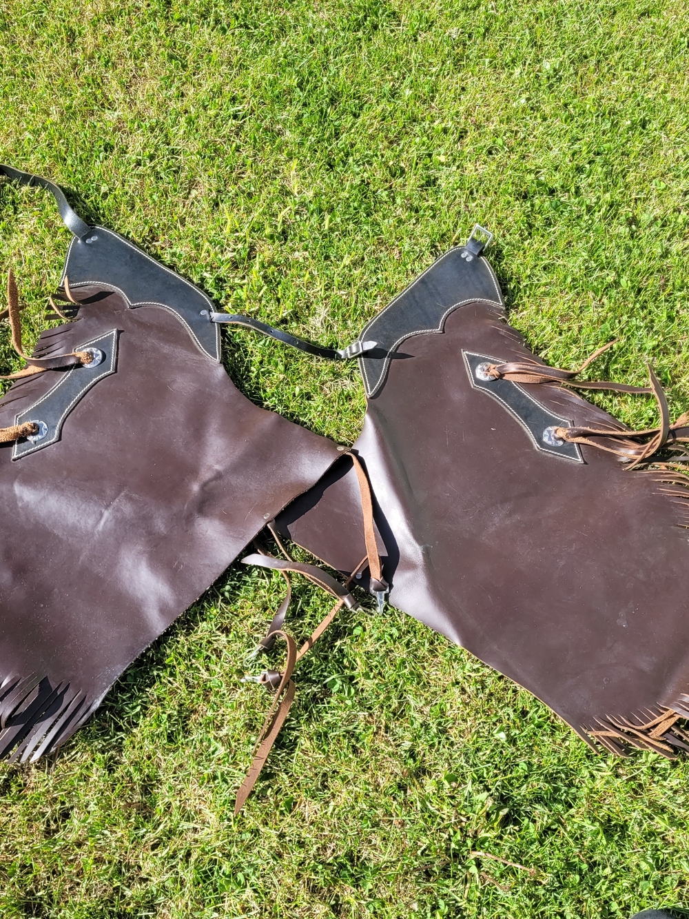 Custom Women's Dark Brown Leather Riding Chaps - Western Style